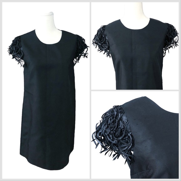 kate spade Dresses & Skirts - Kate Spade Black Mini Dress with Fringe Sleeves